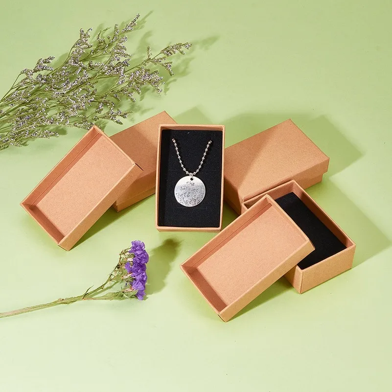 24Pcs Cardboard Jewelry Boxes Rectangle Square Gift Box with Sponge Inside for Packaging Ring Necklace