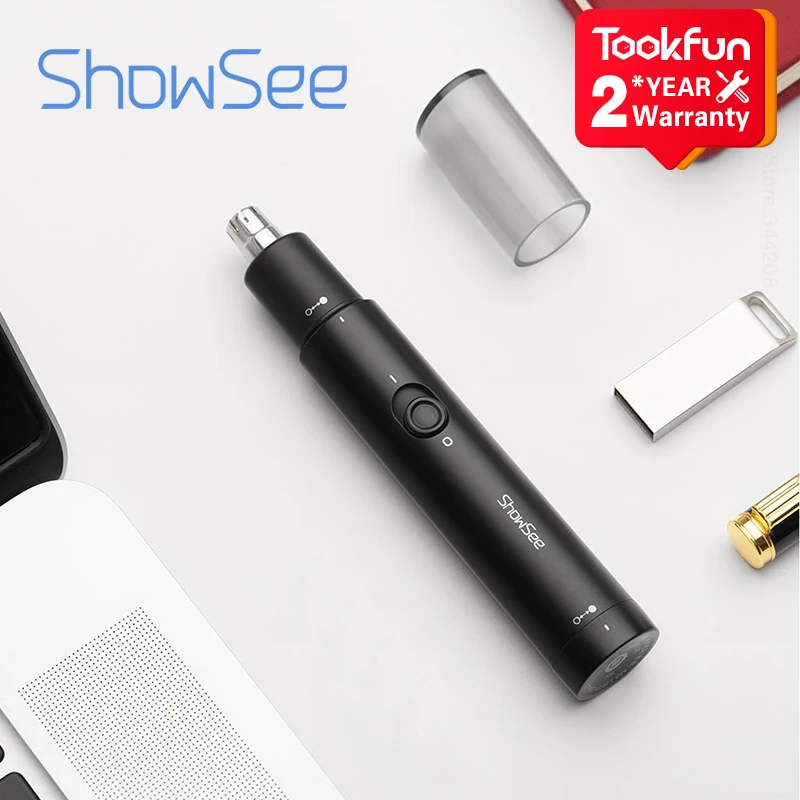 SHOWSEE-Afeitadora eléctrica C1-BK para la nariz, Mini afeitadora portátil para el pelo, resistente al agua, segura, cómoda