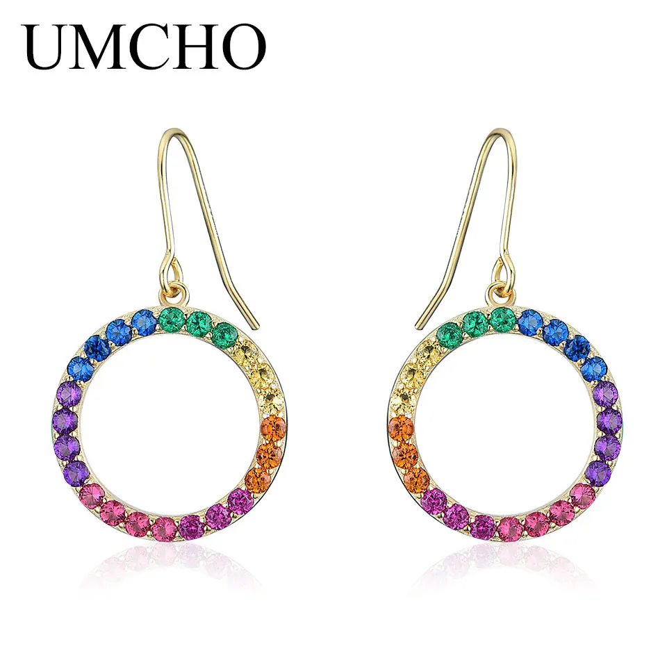 

925 Stetling Silver Drop Earrings Round Drop Earring Nano Stone Earrings Colorful Earrings