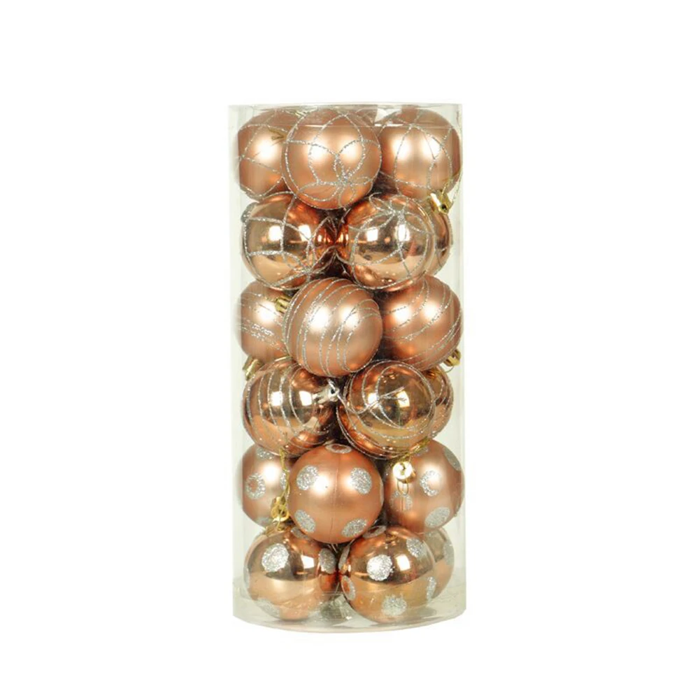 Rose gold 24 шт./компл. 6 см украшения для рождественской елки шар-Безделушка на Рождество вечерние подвешенная шаровая орнамент украшения для домашнего декора рождества подарок - Цвет: Rose gold