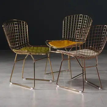

Hollow iron chair back creative single dressing chair metal makeup chair net red simple nordic golden dining chair