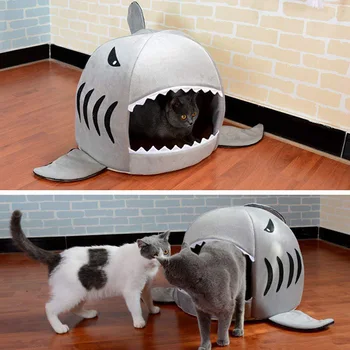 

1PC Shark Dog Bed Cat Beds & Mats House Pet Sleeping Sofa Bed Small Medium Pet Bed Kitten Indoor House Kennel Washable Mat