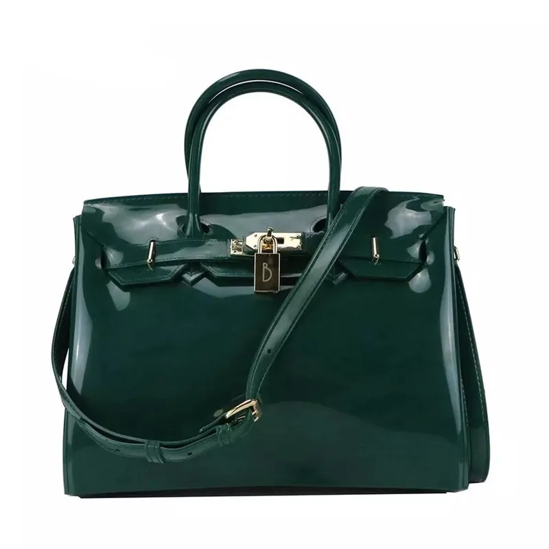 Ink green Горячее предложение! Распродажа! 19 ярких цветов, желе, сумки для женщин, подростков, пляжные сумки, 30 см Размер, вечерние сумки, женские сумки из ПВХ SMT088 - Цвет: Ink green