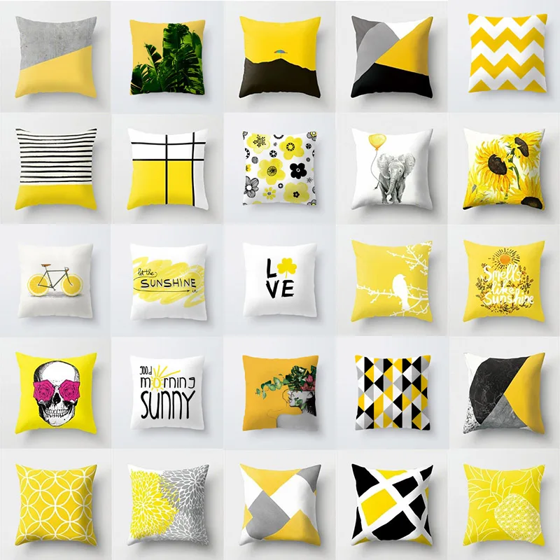 

Hot Pineapple Leaf Yellow Decorative Pillowcase Pineapple Yellow Throw Pillow Case Polyester Printing Pillow Cover