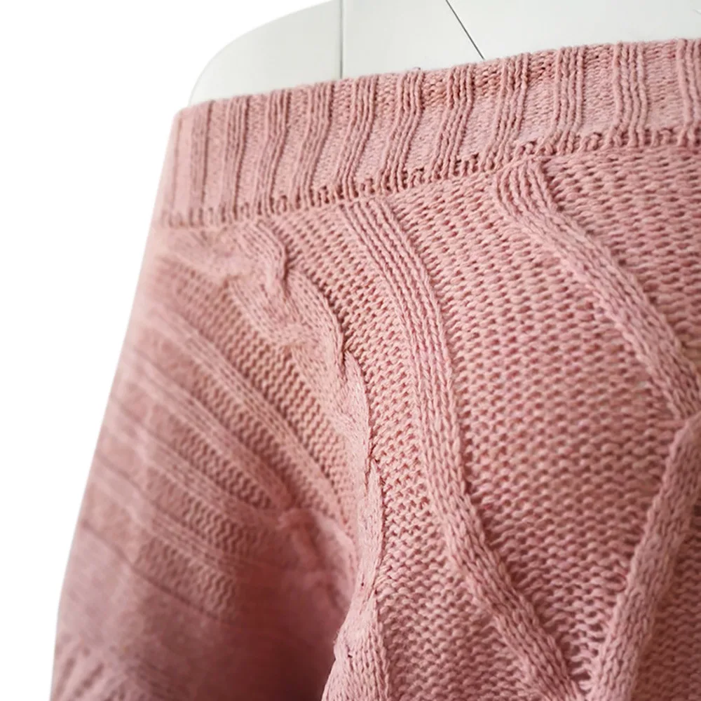  Off Shoulder Loose Slash Neck Sweater Pullover Blouse