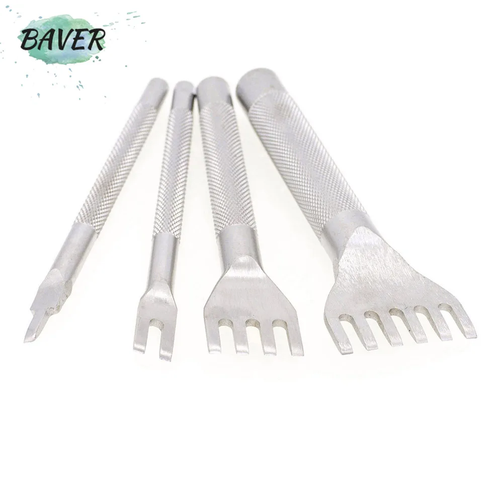 

BAVER Leather craft Lacing Thonging Chisel punching Tool for 3mm 1+2+4+6 Prong