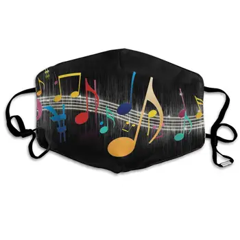 

Unisex Print Mouth Mask - Cute Musical Notes Art Polyester Anti-dust Mouth-Muffle - Fashion Washed Reusable Face Masks for