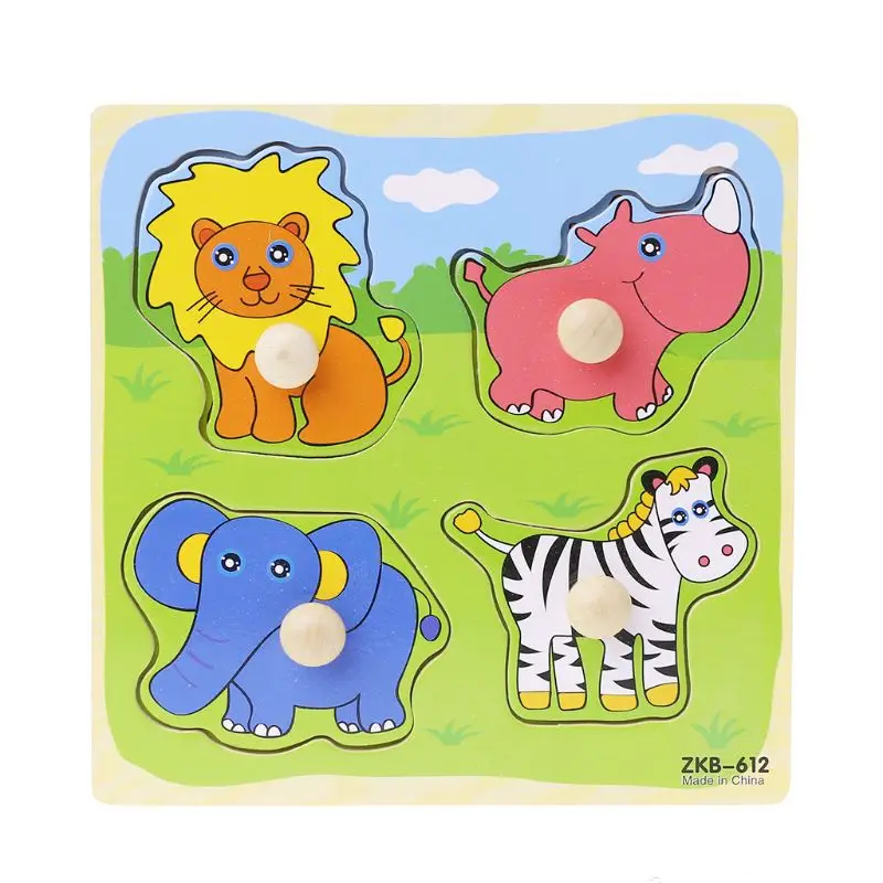 

Adjustable Colorful 4 Shape Baby Kids Educational Brick Wooden Animal Puzzle Toy