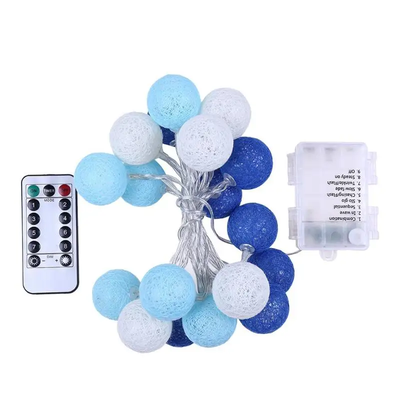 20LED гирлянда из хлопковых шаров, гирлянда, светильник s, сказочный светильник, праздничный Декор для спальни, струнный светильник s, хлопковый шар, светильник на цепочке, Рождественский светильник s