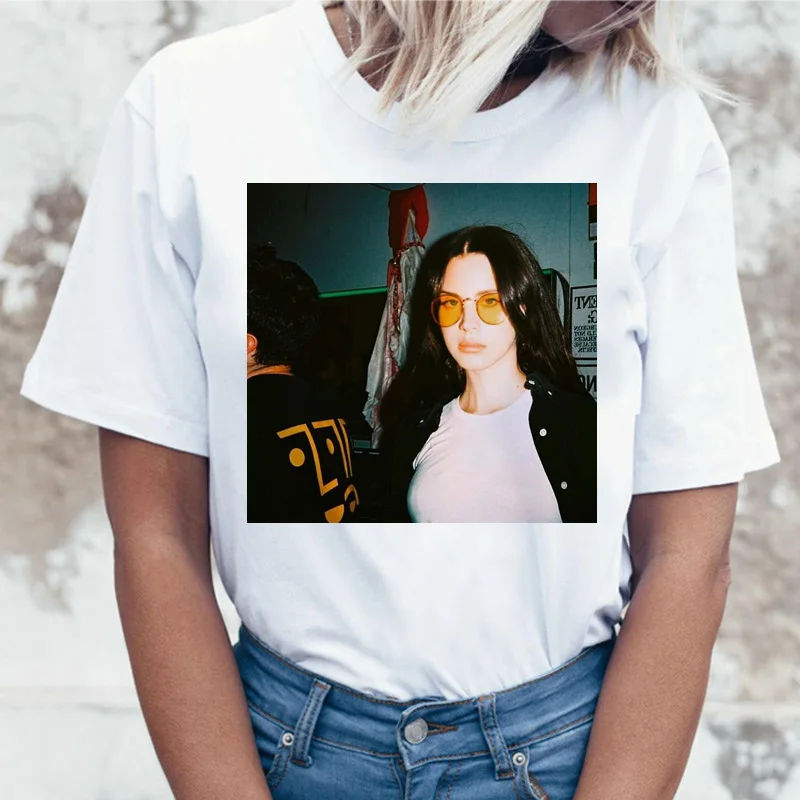 Футболка lana del rey, Корейская женская забавная мультяшная одежда, футболка, Harajuku, женская одежда, Ullzang, топ, футболка с принтом - Цвет: 21906