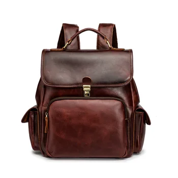 

2020 Vintage genuine leather backpack women Elegant Backpack Female Shoulder Bag Travel Woman Back Pack Luxury Sac A Dos Femme