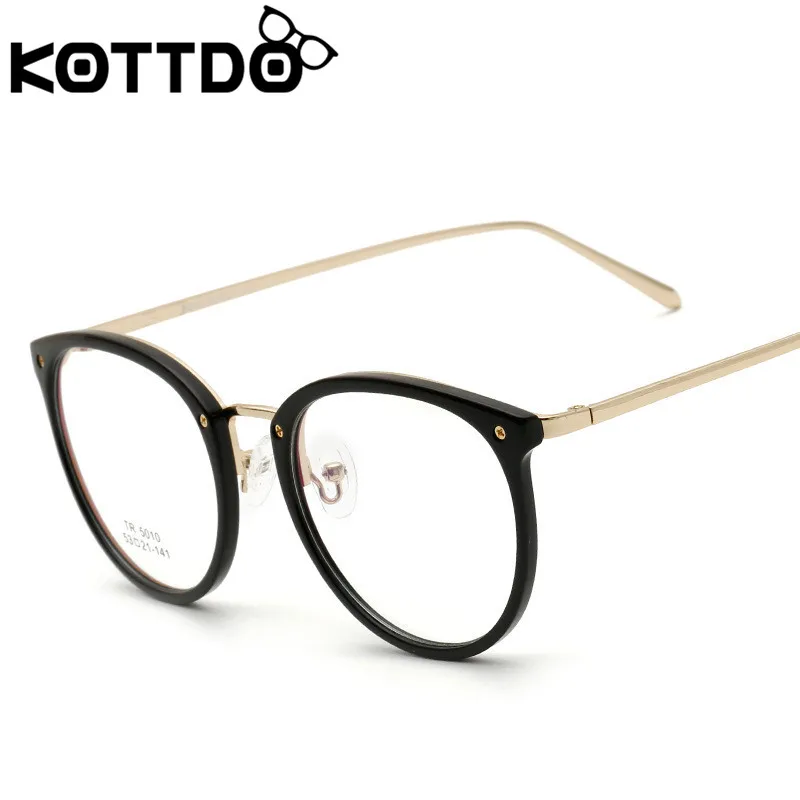 KOTTDO винтажная круглая оправа для очков женский классический рецепт на очки для зрения оправа мужские прозрачные линзы очки оправа