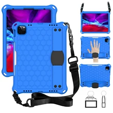 

2020 EVA Safe Kids Case for iPad Air 4th Generation Handle Stand for A2324 A2072 Portable Protective Cover with Shoulder Strap