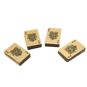 

4Pc 24K Gold Playing Cards Plastic Poker Game Deck Foil Pokers Pack Magic Cards Waterproof Card