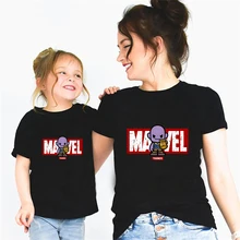 

Disney Family Tshirt Cartoons Marvel Graphic Cotton Black T-Shirt Women Clothes Baby Casual Funny Soft Girls Streetwear Gift