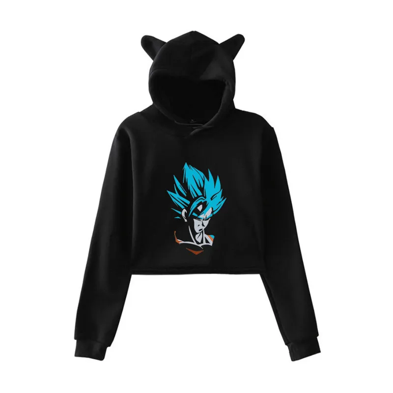 Dragon Ball новая Кепка с кошачьими ушками сексуальные толстовки модный тренд короткий кошачий Топ Женская толстовка с принтом сексуальная одежда Kpop
