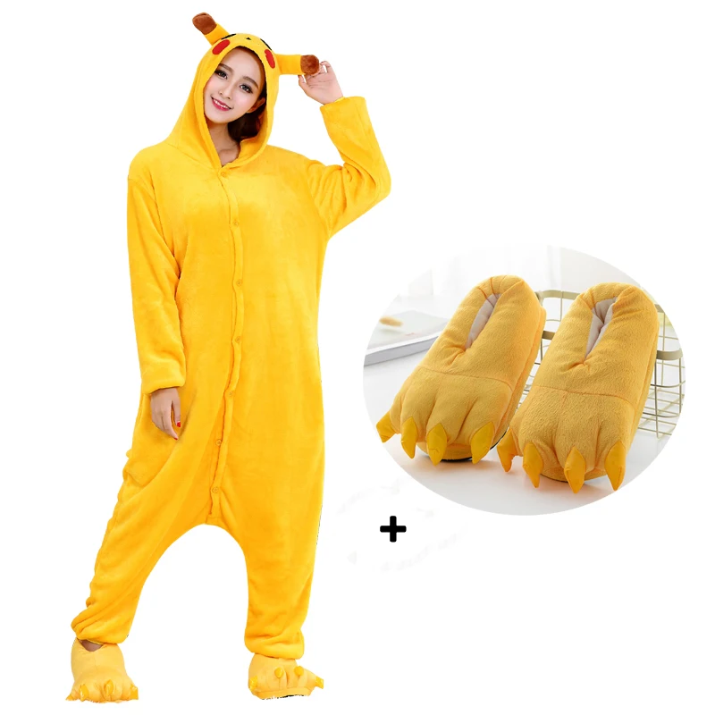 

Kigurumi Pajamas Pokemon Onesies For Adults Sleep One-Piece For Women Flannel Winter Pyjamas Jumpsuit Slippers XXL Size