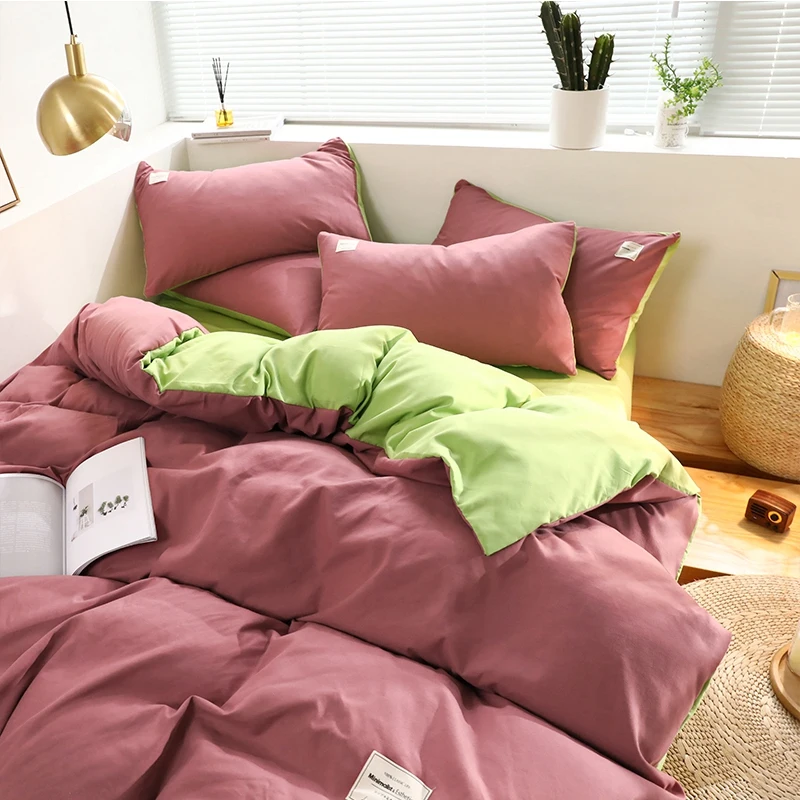 European Bedding Set White Grey Warm Comfort Quilt Brushed Fabric Simplicity Solid Color 4pcs King Queen Size  Autumn & Winter 