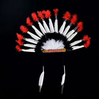 

Halloween Indian Headdress Accessories Adult Chiefs Cap Costume Photo Props Artificial Feather Colorful Party Decorative Hat