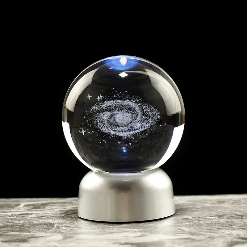 Globus Galaxy Miniaturen Crystal Ball 3D Laser graviert Quarzglas Zubehör 