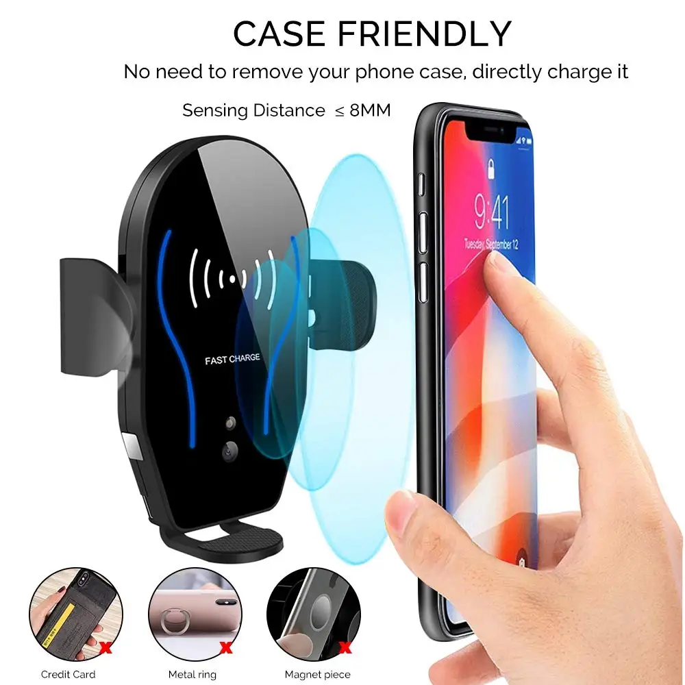 

Auto-Clamping Qi Wireless Car Charger 10W for Blackview BV9600 Pro Quick Chargeur Holder BV9800 BV9500 Plus Charging Pad