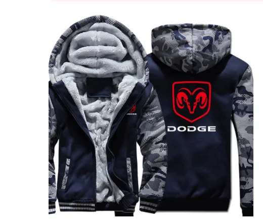Мужская толстовка с капюшоном на молнии зимняя Толстовка Dodge длинным рукавом