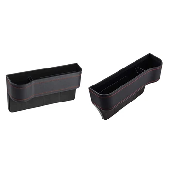 

2 Pcs PU Leather Multifunctional Car Seat Organizer, Front Seat Space Filler, Suitable (Driver Side & Passenger Side)
