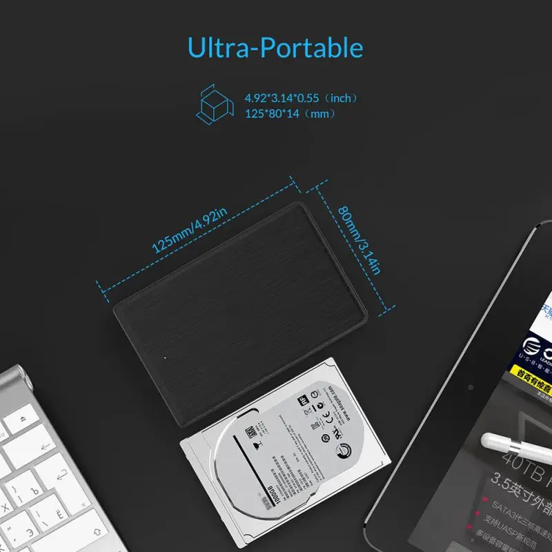 Без инструмента 2,5 дюймовый внешний корпус жесткого диска SATA к USB3.0 HDD SSD UASP корпус