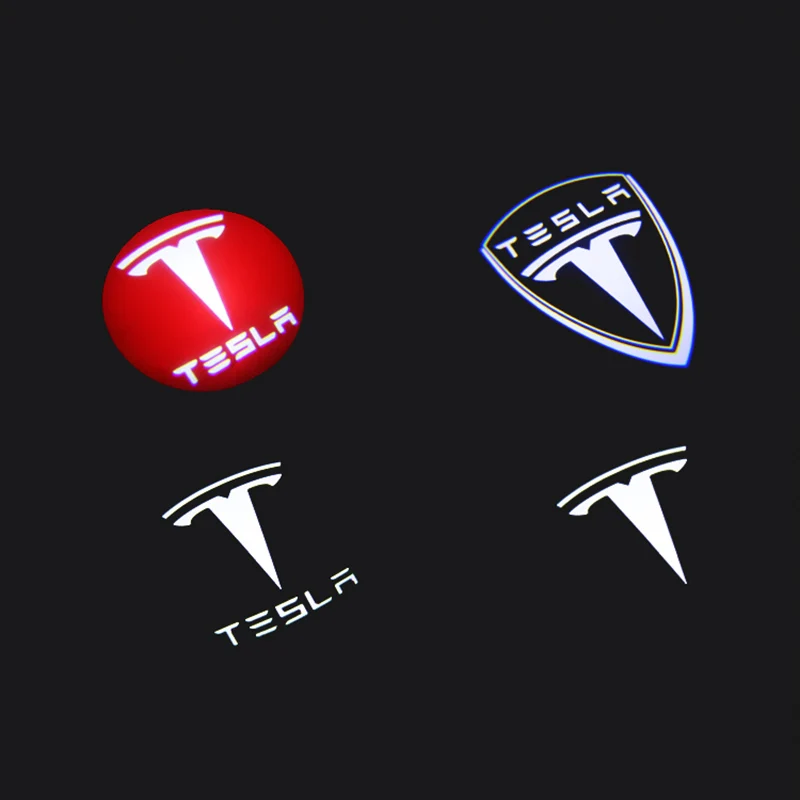 2 шт. Автомобильный светодиодный светильник-тени, декоративный сигнальный светильник с логотипом для Tesla, модель S, модель X, модель 3, модель Y, аксессуары