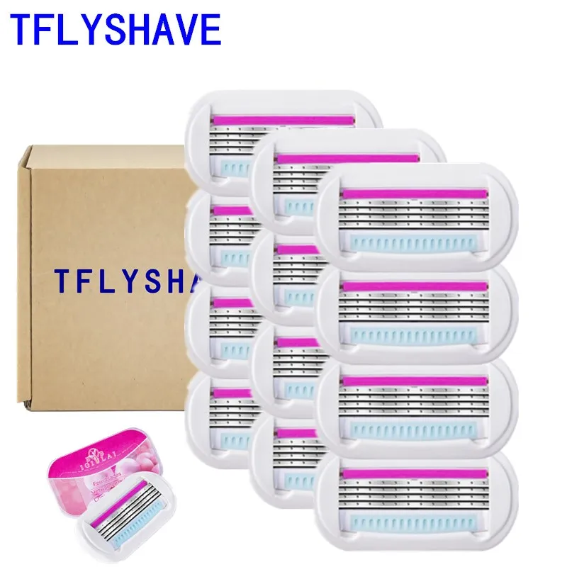 

TFLYSHAV Women Safety Shaver Blade for Women Hair Removal Blade Woman Razor Blades for Shaving Replacement Head Venuse 12pcs/lot