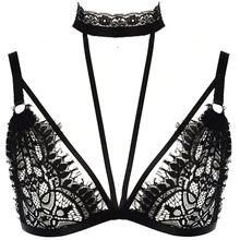 JLX. Жгут кружево воротник соединение кружевной бюстгальтер панк готический организм ремня через одно плечо черный женское сексуальное нижнее белье бюстгальтер без косточек бюстье
