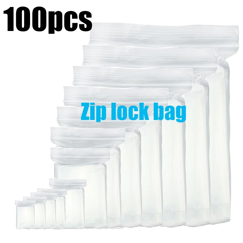 100pcs/lot Clear Heavy-Duty Thick Zip Lock jewelry Gift Package Storage Bag Ziplock Plastic Reclosable Poly Bag Thickness 0.12mm