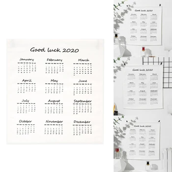 

2020 New Year Cloth Calendar Wall Hanging Cafe Hotel Living Room Restaurant English Tablecloth DIY Home Decoration Good Luck