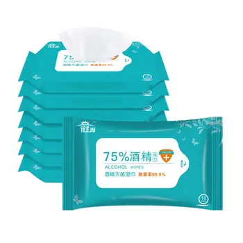 

10pcs/box Disinfection Antiseptic Pad 75% Alcohol Swabs Wet Wipes Skin Cleaning Care Sterilization First Aid Cleaning Tissue Box
