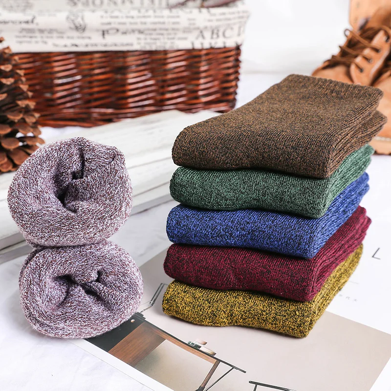 5 пар/лот высокое качество Ретро стиль толстые хлопковые носки мужские зимние