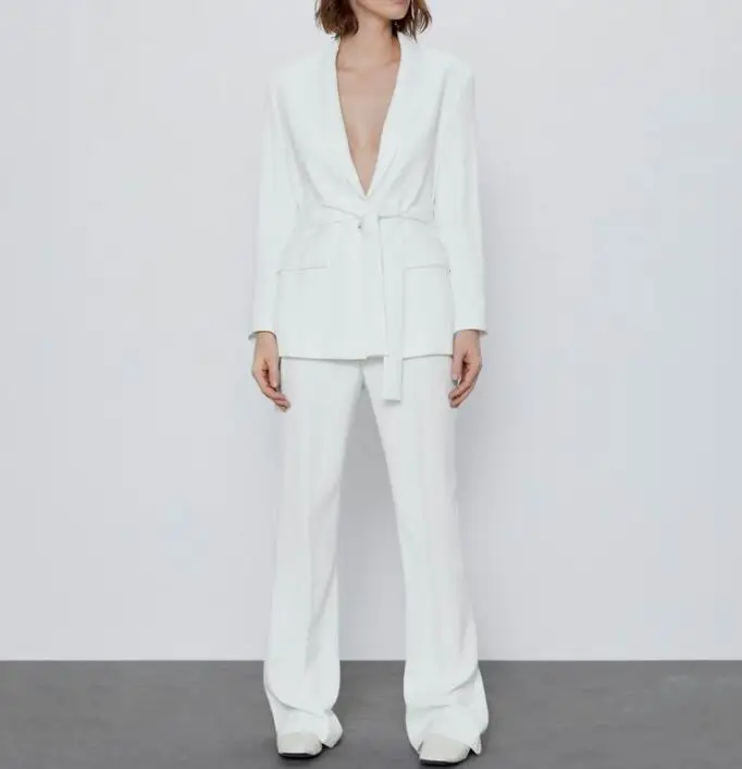 

Ivory Women Pantsuits With Belt ( Jacket+Pants) Long Sleeve Suit Women Jacket Suits Formal Outfits Female Ladies Customize Made
