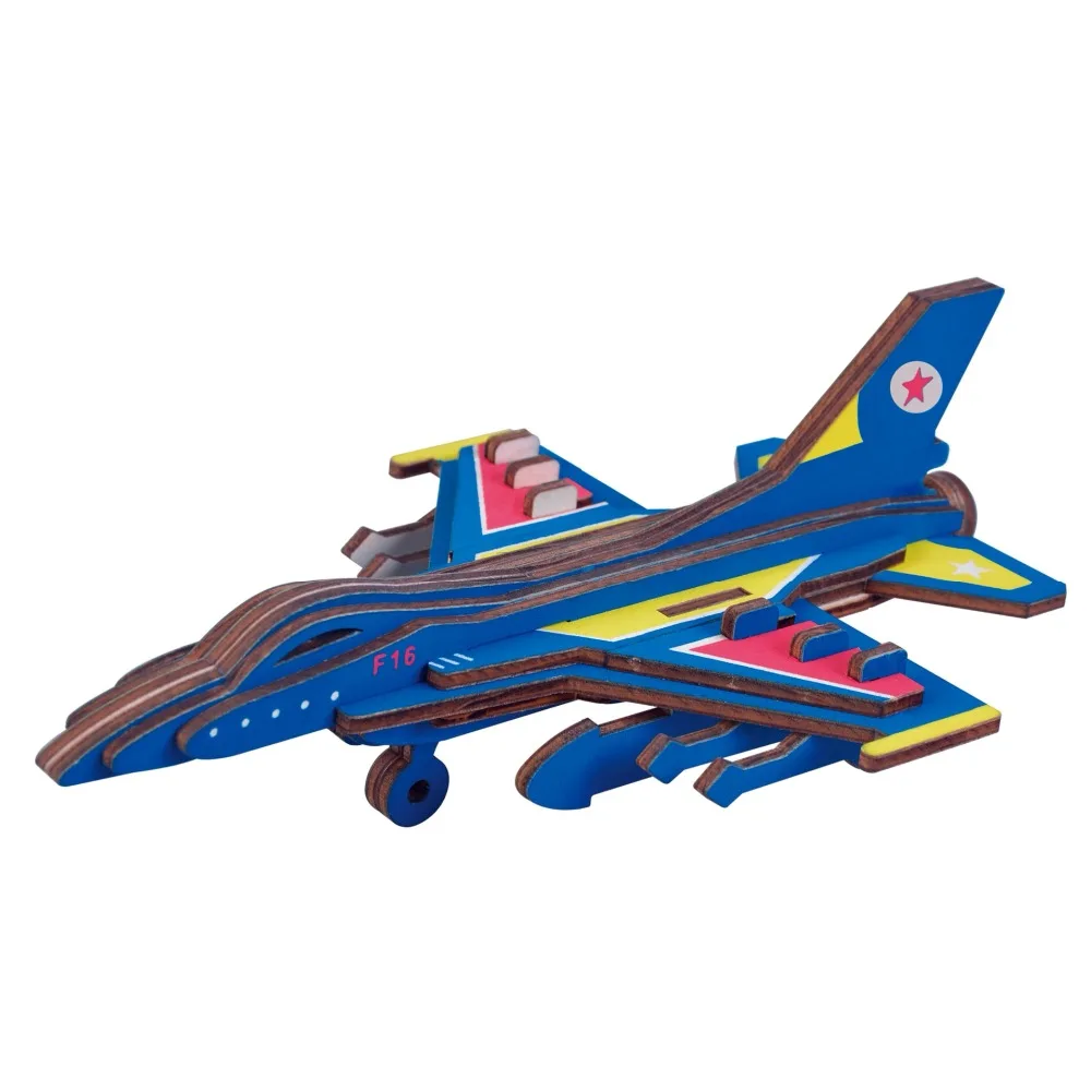 F-16 самолет DIY 3D деревянная головоломка по дереву сборочный набор резка деревянные игрушки для Рождественский подарок 3227