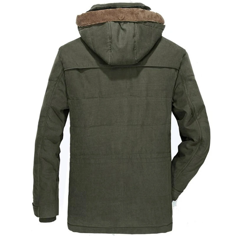 Зимняя утолщенная куртка для мужчин, плюс размер 5XL 6XL, верхняя одежда, ветровка, хлопковое флисовое пальто, мужские военные парки с несколькими карманами и капюшоном