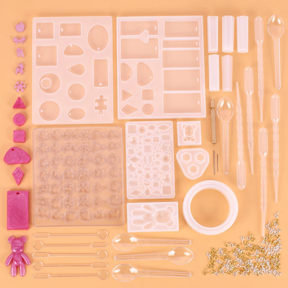 229PCS DIY кристалл падение клей производство набор инструментов браслет кулон ювелирные изделия силикагель плесень комбинация - Цвет: 229PCS