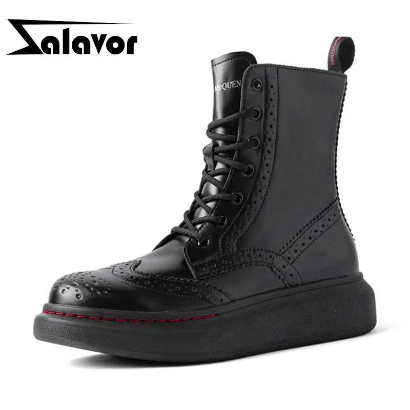 ZALAVOR/женские ботильоны из натуральной кожи; Новое поступление; пикантная модная обувь на плоской толстой подошве; повседневные теплые полусапожки; Размеры 35-40