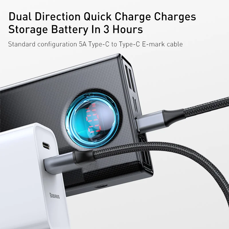 - Baseus 65W Power Bank 30000mAh20000mAh PD Quick Charge FCP SCP Powerbank Portable External Charger For Smartphone Laptop Tablet