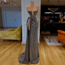 Новое поступление сексуальные блестящие коктейльные платья без бретелек с высоким разрезом турецкое платье для выпускного вечера Длинные Формальные женские вечерние платья Vestidos