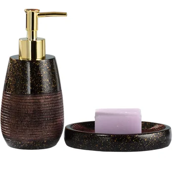 

Retro Marble Pattern Soap Dispenser, Bathroom Shampoo Bottle Hotel Home Decor, Pump Lotion Container with Soap Dishes for Travel