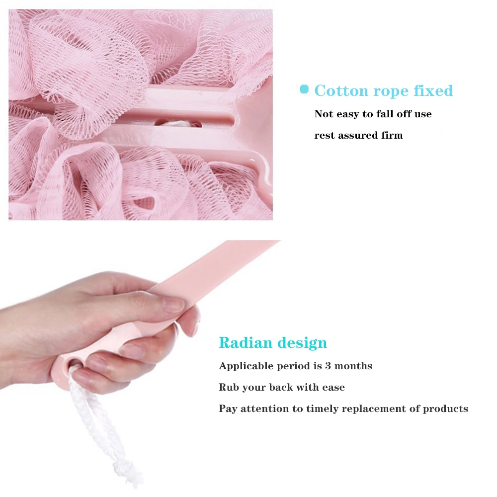 Hygienic Environmental Bath Ball Tubs Scrubber Bath Towel Soft Shower Back Brush Long Handle Brush Mesh Bath Sponge With handle