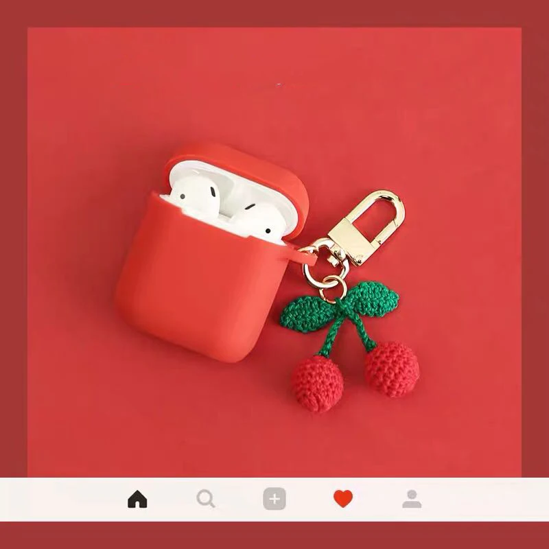 Горячий вязаный брелок-вишня для Airpods чехол наушников милая девушка Bluetooth