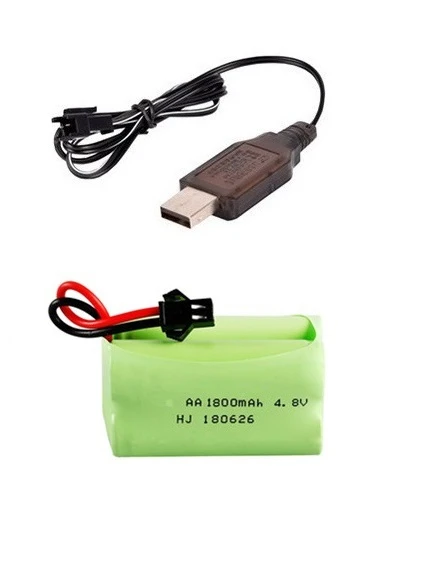 SM Plug) Ni-MH 4,8 v 1800mah батарея+ USB зарядное устройство для радиоуправляемых игрушек машинки танки роботы лодки пушки 4* AA 4,8 v перезаряжаемый аккумулятор - Цвет: White