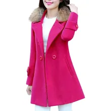 Новая однотонная женская Шерстяная Смесь, Женская Повседневная приталенная куртка средней и длинной длины, зимнее шерстяное плотное пальто, длинное осеннее зимнее пальто