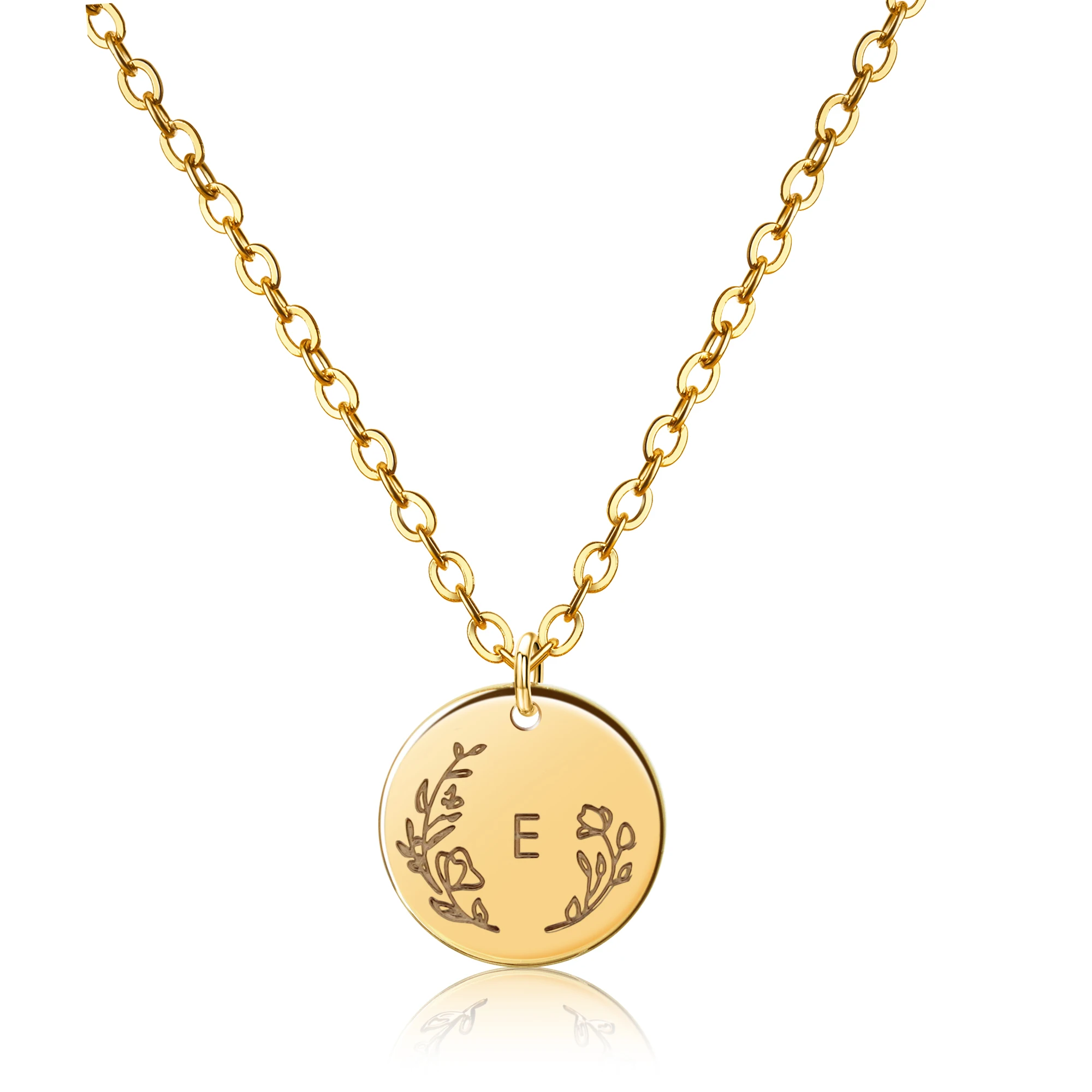 Floral Letter Alphabet Necklace 