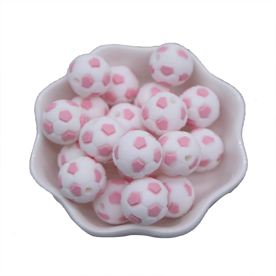 100pc BD013-4 100p футбольная силиконовая соска с бусами, цепочка, аксессуары для прорезывания зубов, бусины, не содержит бисфенол, силиконовый прорезыватель, прорезыватель, ожерелье, Товары для малышей - Цвет: 100pc BD013-4