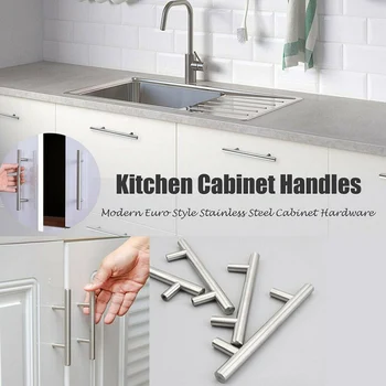 

25pcs T Type Stainless Steel Cabinet Pull Home Room Wardrobe Door Knob Drawer Handle Pulls Decoration